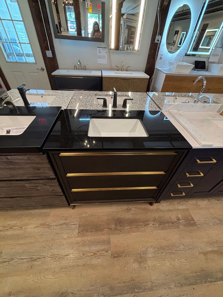 37" Fairmont Designs Ambassador Vanity Set, Black Granite Avanity QUT37UG-RS Top, Matte Black