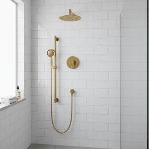 Gerber Parma Pressure Balance Shower Trim with Parma 5 Function Hand Shower and Drench 10" Showerhead and Versa Slide Bar Kit