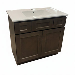 36" KCD Vanity with Swiss Madison Ceramic Vanity Top – Modern Bathroom Vanity Suite