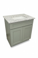 30" Cab-Tec Shaker Moss Vanity with 3CM Polished Fantasy Brown Top