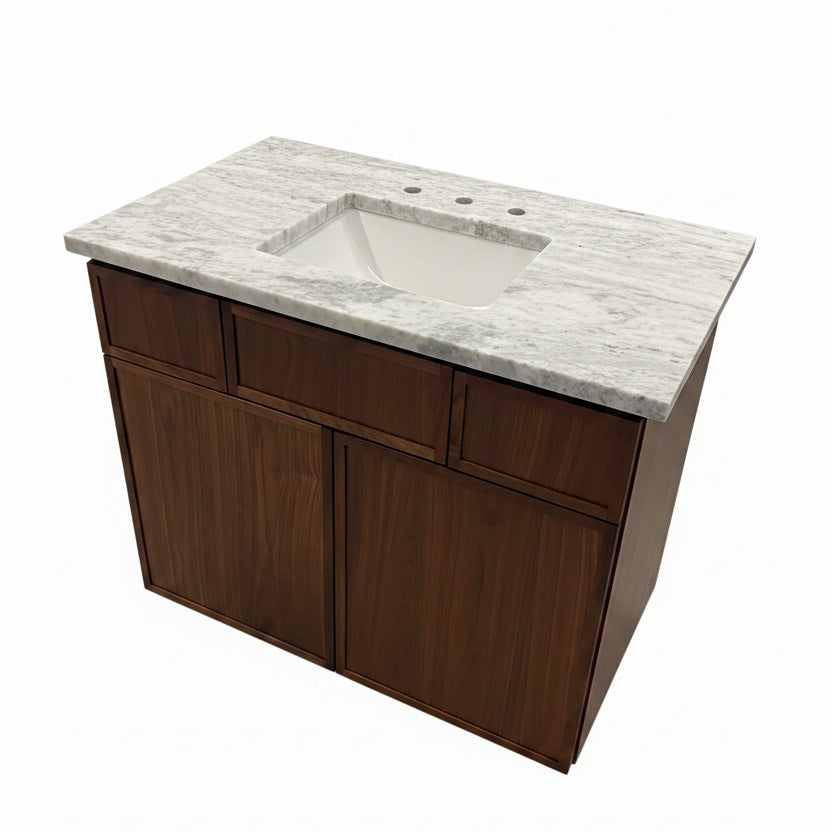 KCD Oslo 37" Walnut Vanity – Sleek Modern Design with Fantasy Brown Natural Stone Top