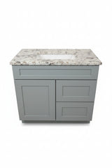 Cab-Tec 36" Shaker Moss Offset Vanity with Orion Granite Top