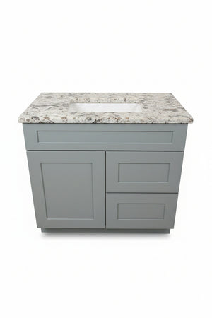 Cab-Tec 36" Shaker Moss Offset Vanity with Orion Granite Top