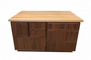 Modern 60" Walnut Kitchen Island with Butcher Block Top