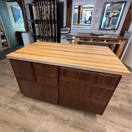 Modern 60" Walnut Kitchen Island with Butcher Block Top