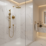 Gerber Parma Pressure Balance Shower Trim with Parma 5 Function Hand Shower and Drench 10" Showerhead and Versa Slide Bar Kit