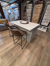 60" x 36" Grey Kitchen Island 3CM Quartz Top Soft-Close Drawers Full Storage Layout, 360° Furniture Finish
