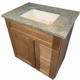 31" Cab-Tec Shaker Carmel Vanity Right Drawers with 31" Cosmos Esmeralda 2.7 Cm