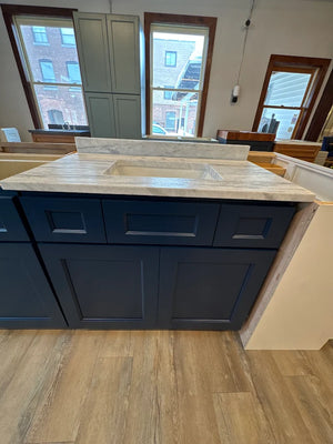 36" Victory Blue Vanity with Roman White Top