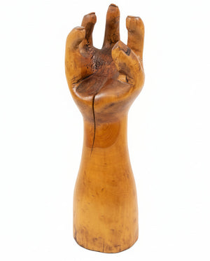 30” Solid Wood Hand Sculpture – Carved Statement Piece
