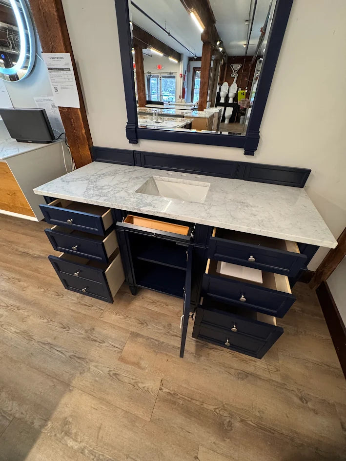 James Martin Vanities Brittany 60" Single Basin Vanity Cabinet w/3CM Top & Mirror