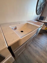 36" PoshHaus Farmhouse Laundry Vanity w/ Solid Wood Base & Quartz Top and Franke sink