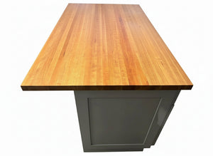 60" x 36" Solid Wood Gray Kitchen Island – John Boos 1.5" Cherry Top, Soft-Close Drawers, Full Storage Layout, 360° Furniture Finish