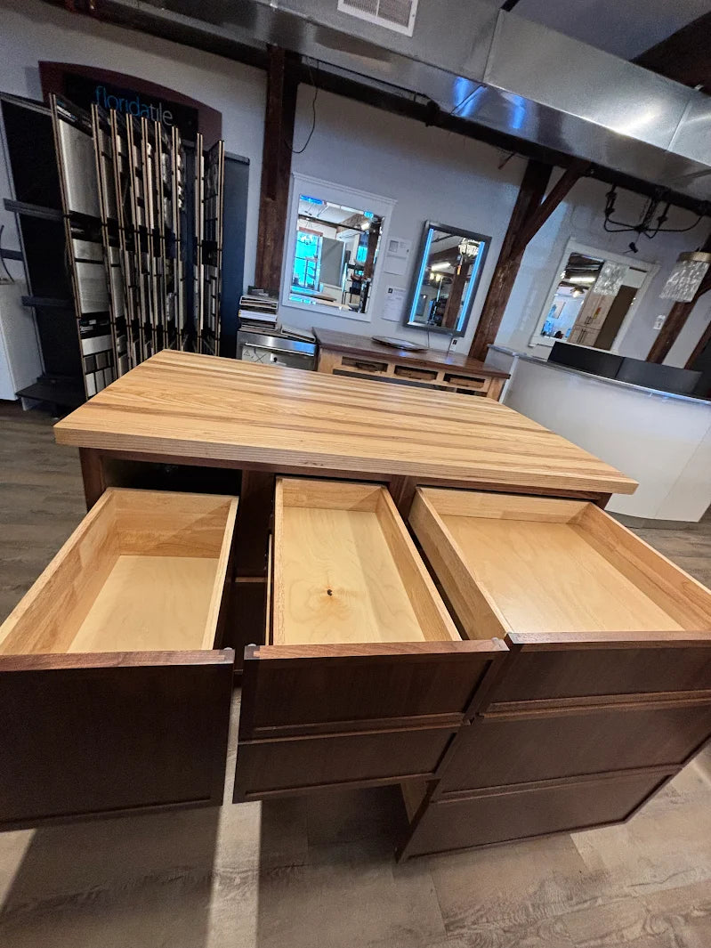 Modern 60" Walnut Kitchen Island with Butcher Block Top