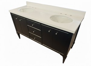 Fairmont Designs Charlottesville 60″ Double Vanity Suite – Vintage Black + Pure White Quartz – Floor Model