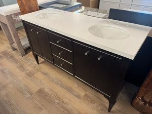 Fairmont Designs Charlottesville 60″ Double Vanity Suite – Vintage Black + Pure White Quartz – Floor Model