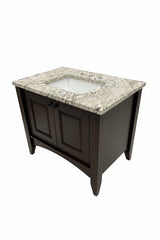 36" Versinti Stained Solid Wood Vanity with White Orion Granite Countertop