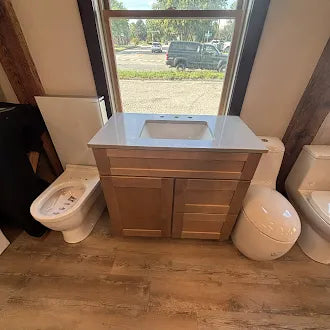 36" Cabtec Salted Caramel Vanity with Gray Fairmont Countertop