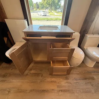 36" Cabtec Salted Caramel Vanity with Gray Fairmont Countertop