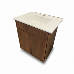 31" Classic Walnut Shaker Vanity with Integrated Ceramic Sink & Premium Plywood Construction