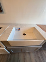 36" PoshHaus Farmhouse Laundry Vanity w/ Solid Wood Base & Quartz Top and Franke sink