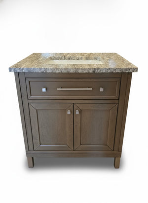 30" James Martin Wood Vanity with Sahara Sky Polished Granite Top