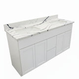 60" Shaker Dove Double Vanity by Cab-Tec – Solid Wood, Soft Close, Quartzite