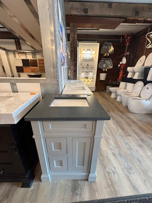 24" Avery Grey Vanity with 26" Charcoal Soapstone Quartz Top & White Basin