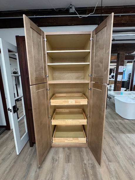 Cab-Tec Shaker Caramel Wall Pantry Cabinet – 30"W x 84"H