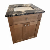 24" Salted Caramel Shaker Vanity with Titanium Granite Countertop & Designer Undermount Sink