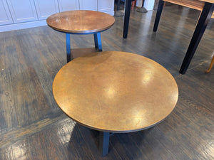 Ethan Allen Sherman Round Copper-Top Coffee and Cocktail Table