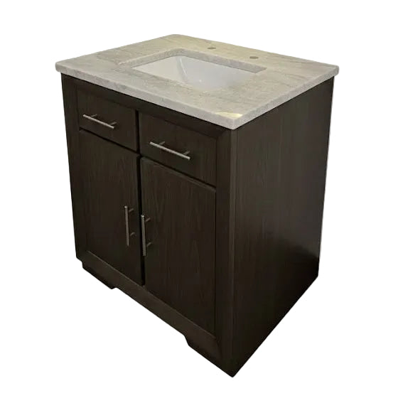 Signature Hardware 30" Vanity with Taj Mahal Quartzite Top & Integrated White Sink – Natural Elegance