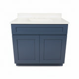 Cab-Tec Shaker Navel Bathroom Vanity Suite with Wolf Cotton White Cultured Marble Top