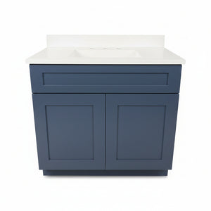 Cab-Tec Shaker Navel Bathroom Vanity Suite with Wolf Cotton White Cultured Marble Top