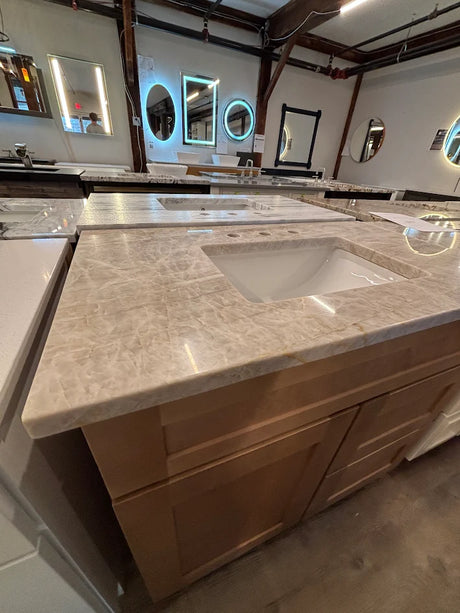 36" Cabtec Salted Caramel Vanity with Taj Mahal Top