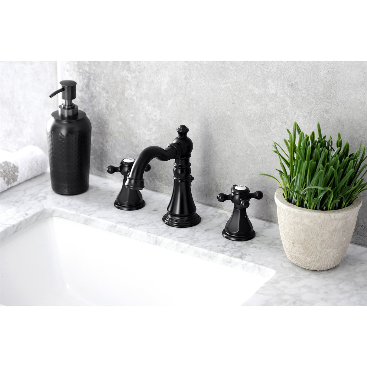 Kingston Brass FSC1970BX Metropolitan Widespread Bathroom Faucet, Matte Black