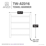 ANZZI TW-AZ016BN Magnus Series 4-Bar Stainless Steel Wall Mounted Electric Towel Warmer Rack in Brushed Nickel