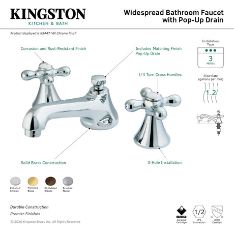 Kingston Brass KS4471AX 8 in. Widespread Bathroom Faucet, Polished Chrome