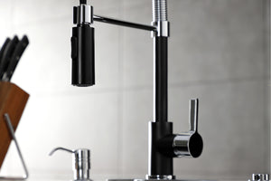Gourmetier LS8777CTL Continental Single-Handle Pre-Rinse Kitchen Faucet, Matte Black/Polished Chrome