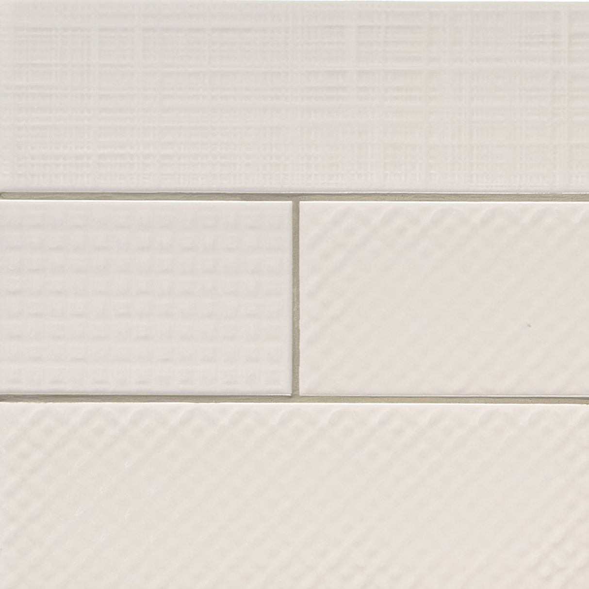 Urbano crema 3d mix glazed ceramic white textured subway tile 4x12 glossy NURBCREMIX4X12 product shot angle view