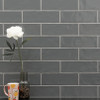 Urbano graphite ceramic gray subway tile 4x12 glossy NURBGRA4X12 product shot angle view