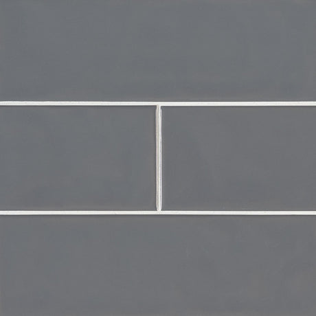 Urbano graphite ceramic gray subway tile 4x12 glossy NURBGRA4X12 product shot angle view