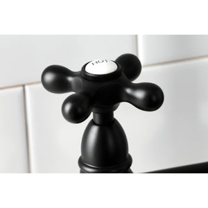 Kingston Brass KS1270AXBS Heritage Bridge Kitchen Faucet with Brass Sprayer, Matte Black