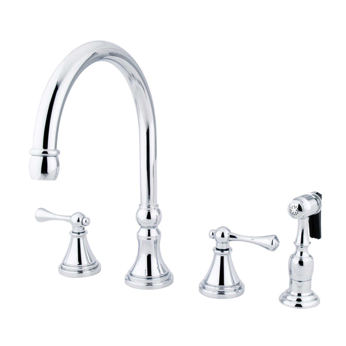 Kingston Brass KS2791BLBS Widespread Kitchen Faucet, Polished Chrome