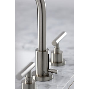 Kingston Brass FSC8928CML Manhattan Widespread Bathroom Faucet with Brass Pop-Up, Brushed Nickel