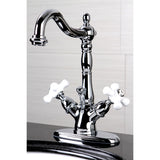 Kingston Brass KS1431PX Heritage Two-Handle Bathroom Faucet with Brass Pop-Up and Cover Plate, Polished Chrome