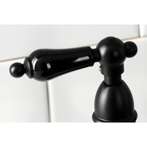 Kingston Brass KS1270PKLBS Duchess Bridge Kitchen Faucet with Brass Sprayer, Matte Black