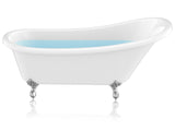 ANZZI FT-CF131FAFT-CH 67.32” Diamante Slipper-Style Acrylic Claw Foot Tub in White