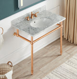 ANZZI CS-FGC004-RG Verona 34.5 in. Console Sink in Rose Gold with Carrara White Counter Top