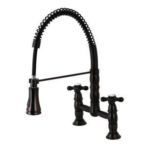 Gourmetier GS1275AX Heritage Two-Handle Deck-Mount Pull-Down Sprayer Kitchen Faucet, Oil Rubbed Bronze